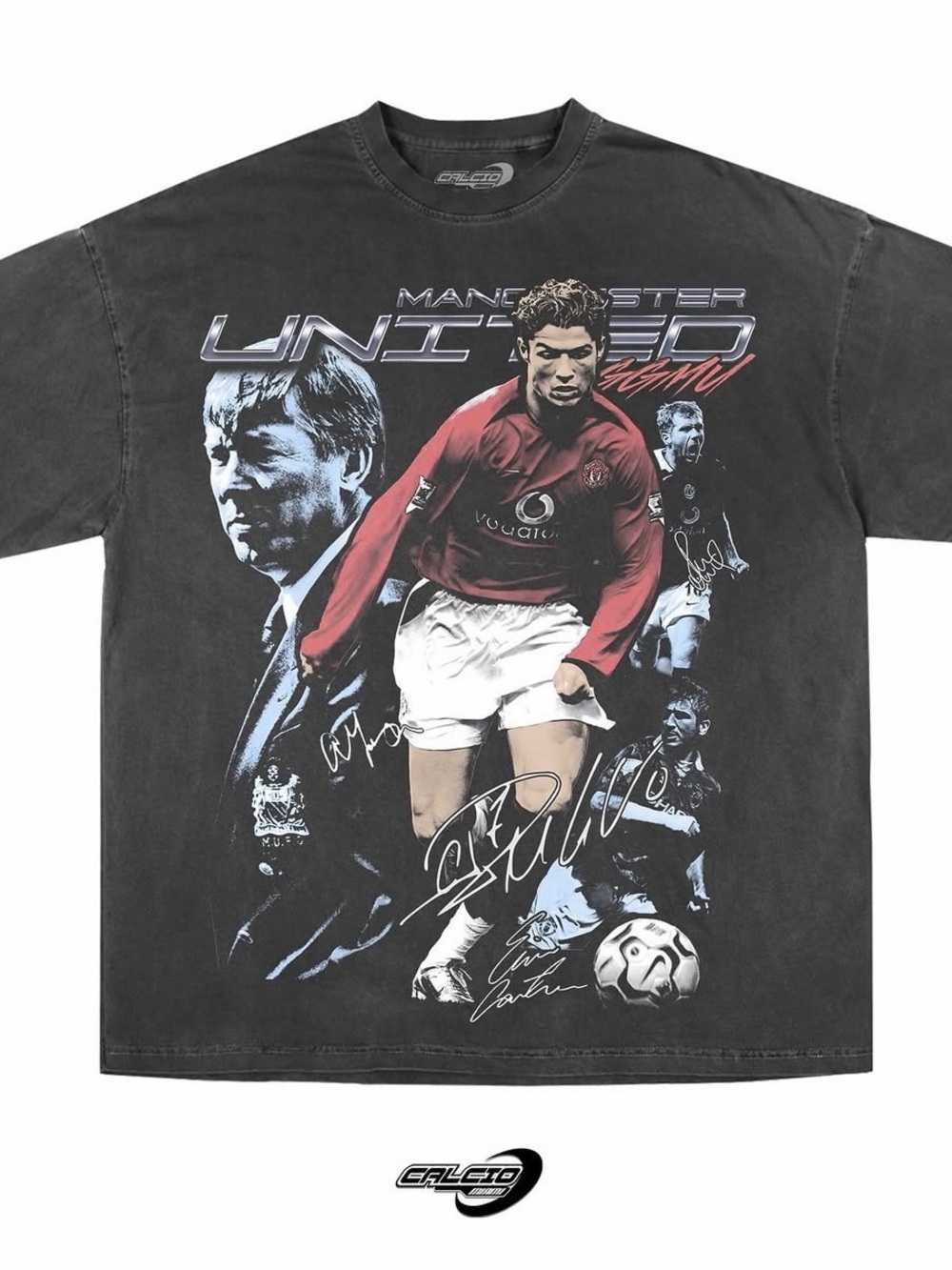 CALCIO Manchester United Graphic T-Shirt Black Size XL New Sealed